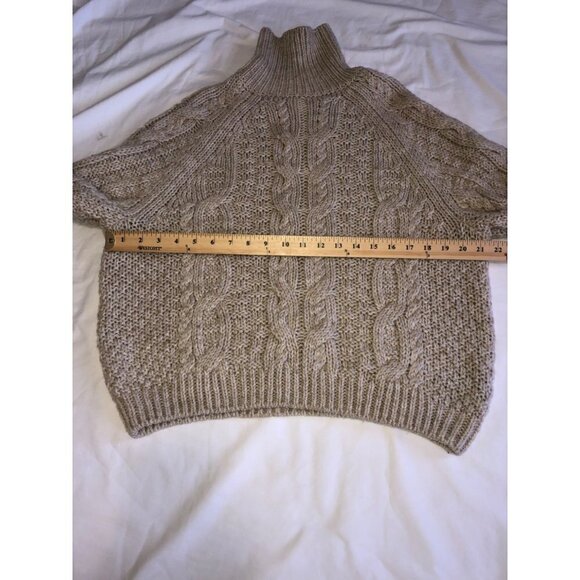 H&M Womens Size S Sweater Turtleneck Wool Blend Beige Oatmeal Long Sleeve Cozy - Picture 4 of 10